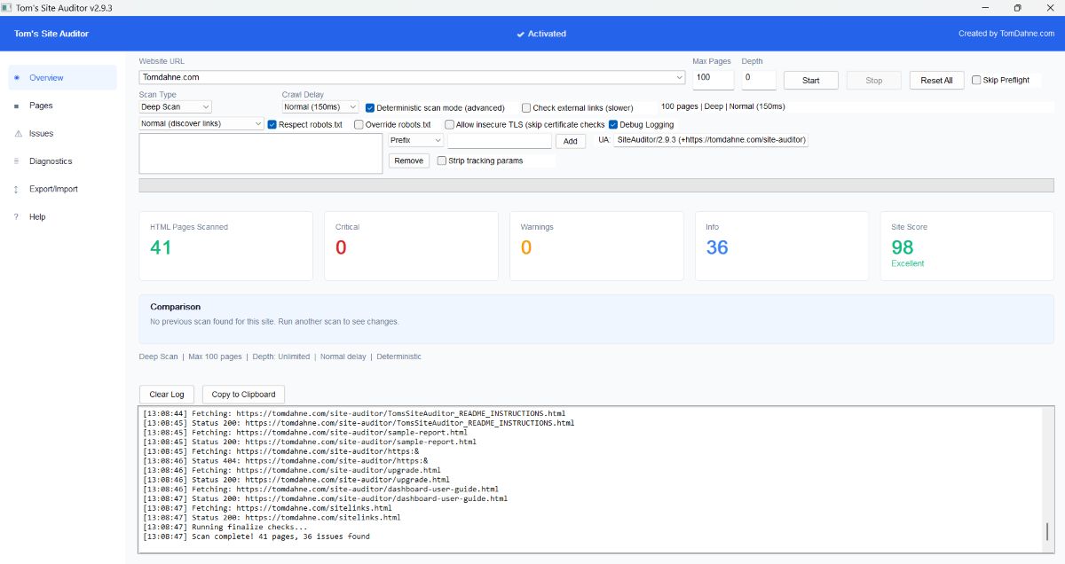 Tom's Site Auditor — Overview