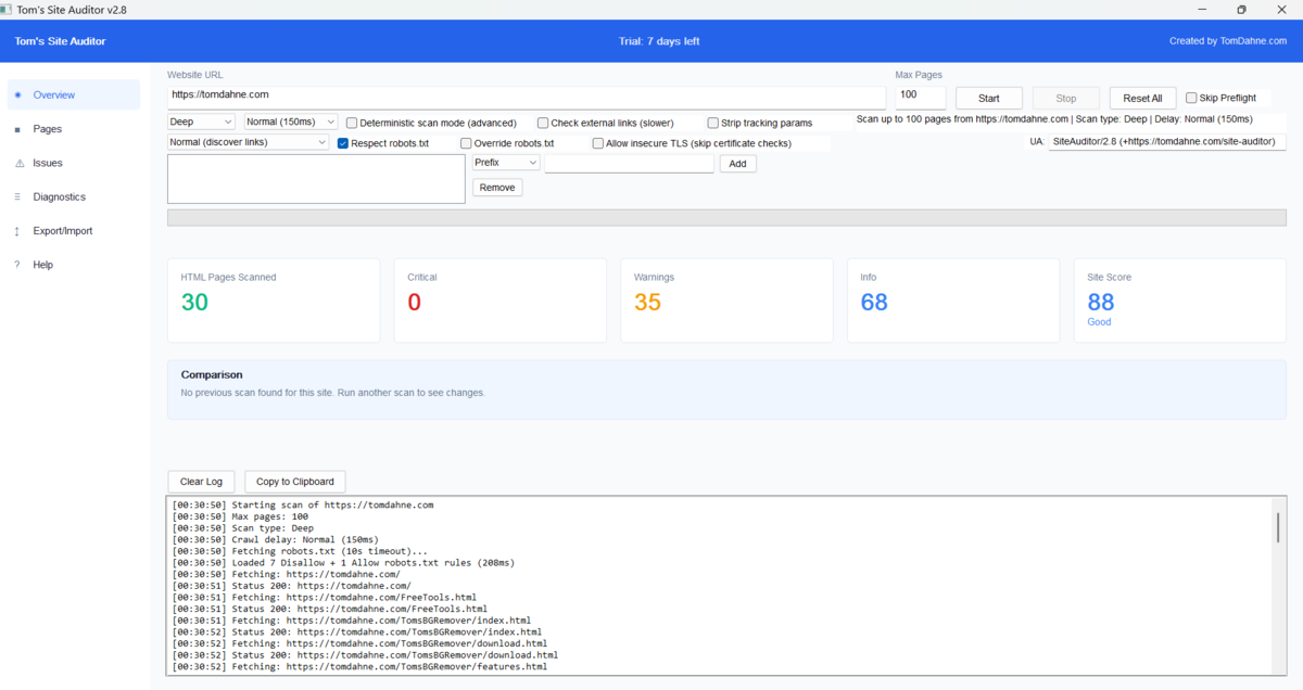 Tom's Site Auditor — Overview