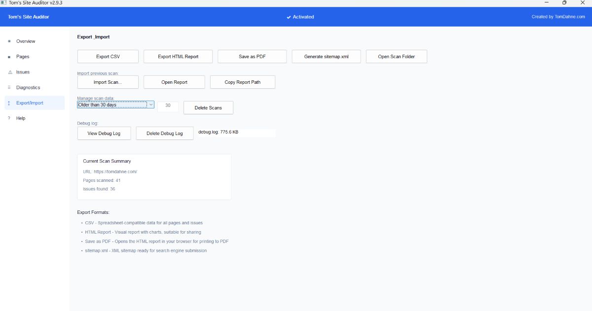 Generated HTML report — portable and self-contained