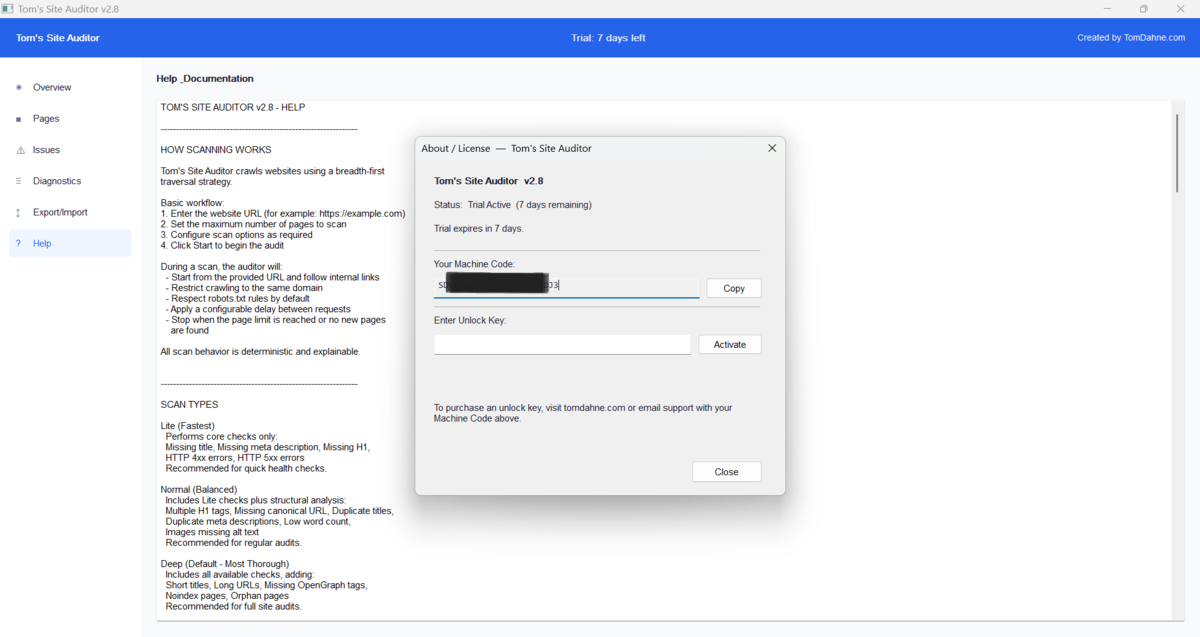 Qucik Help guide & Activation page